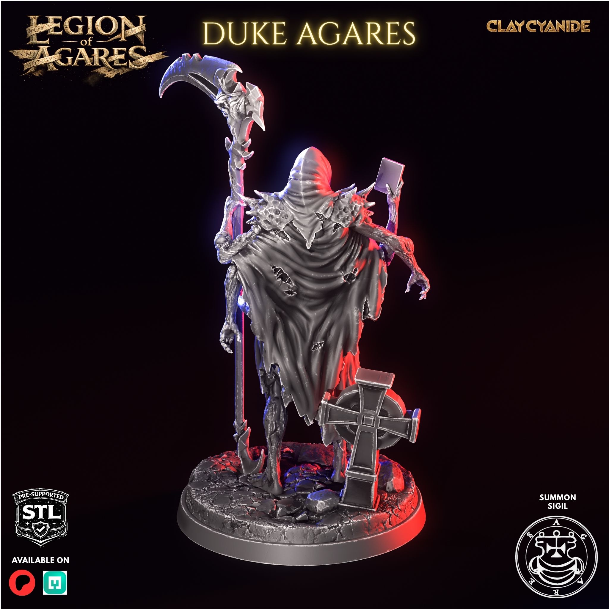 Agares demon duke STL miniature detail — Clay Cyanide